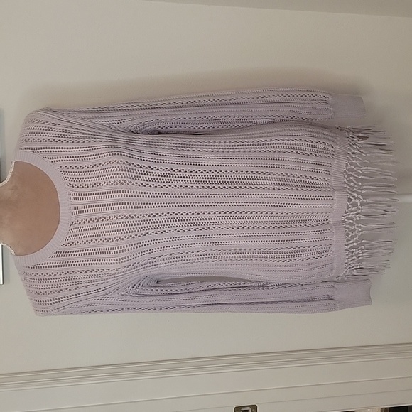 Soft Surroundings Size M, Light Purple Loose Knit Sweater with Tassel Hem.  EUC! - Picture 1 of 10